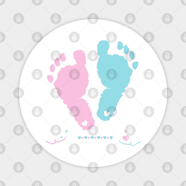 Twin baby girl and boy foot print Magnet by GULSENGUNEL